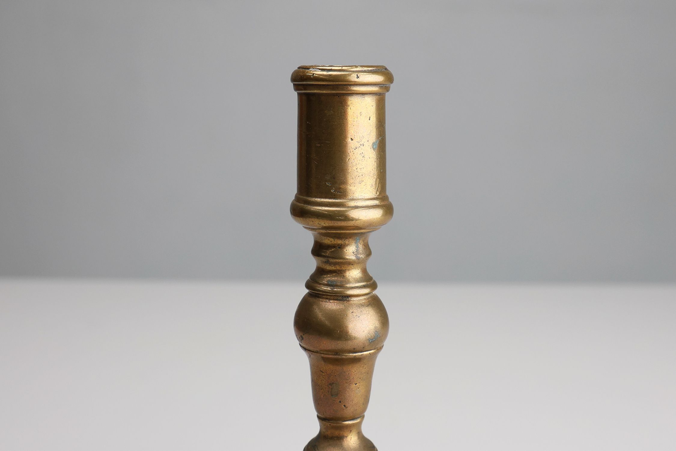Antique French early 17th century haute epoque copper candlestick thumbnail